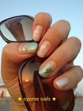 およめネイル summer green sunset