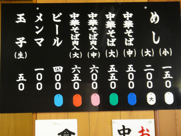 シンプルなメニュー